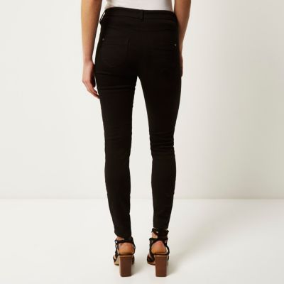 Black zip detail skinny trousers